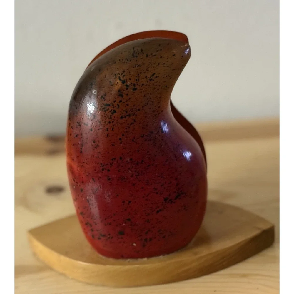 Vintage Guatemalan Wood-Carved Painted Mango‎ Napkin Holder Tropical Resort